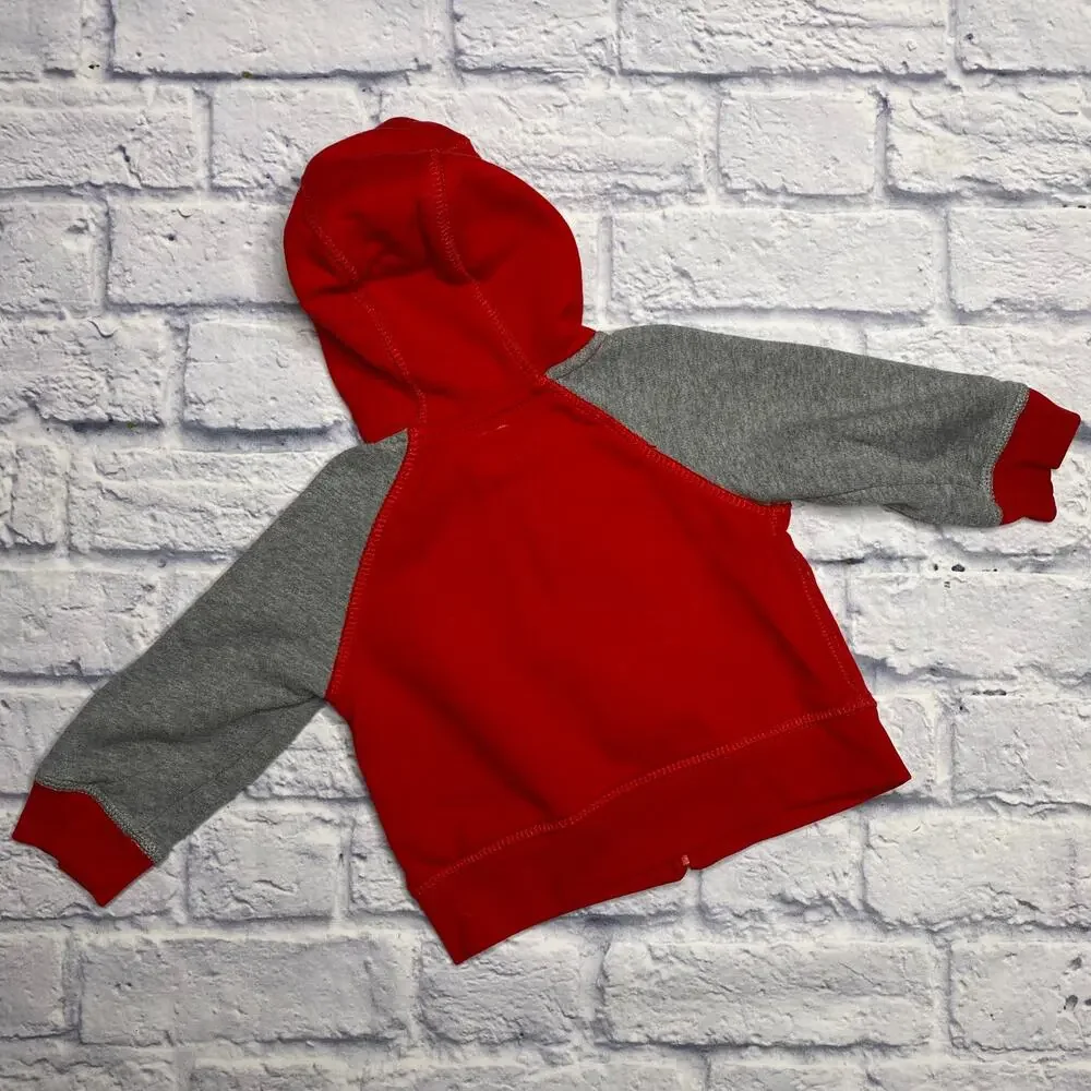 babyGap Colorblock Zip Up Hooded Sweatshirt in Red/Grey